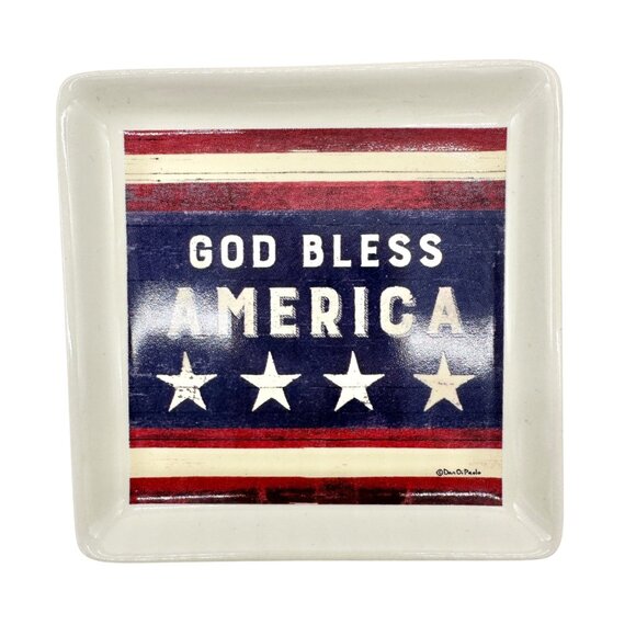 Mainstays Hanging Kitchen Towels Set of 2 Plus Trinket Dish Set Red White Blue - Picture 8 of 9